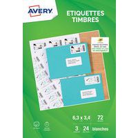 Étiquette pour timbre blanche - 63,5 x 33,9 mm - Jet d'encre - Avery