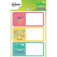 Étiquette scolaire - Motif phrases fun - 76 x 34 mm - Avery