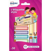 Étiquette stylo - 50 x 10 mm - Motif animaux - Avery