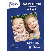 Feuille de papier photo brillant - 13 x 18 cm - jet d'encre - Avery
