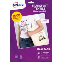 Papier transfert pour textile blanc ou clair - Avery