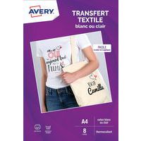 Papier transfert t-shirt pour textile clair - A4 - Jet d'encre - Avery