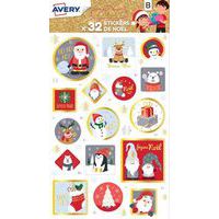 Sticker de Noël - Motif lutin et Père Noël - Avery