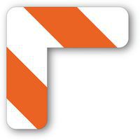 Adhésif angle 90° arrondi LeanStripe - Orange/Blanc - Ergomat
