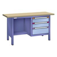 Établi compact multiplex 150x70x84 cm 1 étagère 3 tiroirs Thurmetall