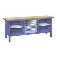 Établi compact multiplex 200x70x84 cm 4 étagères 5 tiroirs Thurmetall