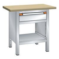 Établi compact hêtre 100x70x85 cm 1 tiroir 1 étagère Thurmetall