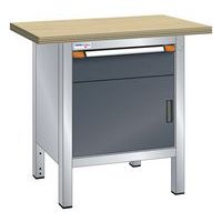 Établi compact hêtre 100x70x85 cm 1 porte battante 1 tiroir Thurmetall