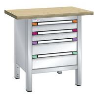Établi compact hêtre 100x70x85 cm 4 tiroirs Thurmetall