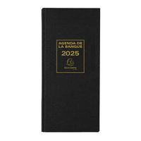 Agenda banquier long 1 volume 2 pages par jour - Noir - Exacompta