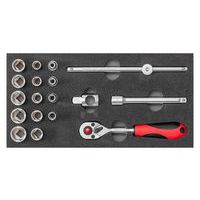Jeu douilles 3/8 dans le module 2/6 CT 18pcs R22150020 - GedoreRed