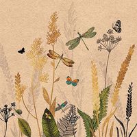 Serviette Fleurs ornementales naturelle - 33cm - Ambiente