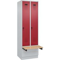 Vestiaire Evolo PLUS à banc intégré - 2 colonnes - C+P