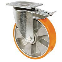Roulette manutention a platine double blocage - 800 kg - Guitel
