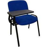 Chaise reconditionnée avec tablette écritoire – Assise tissu bleu