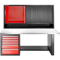 Etabli bas 7 tiroirs avec armoire rideau avec plateau inox - Facom