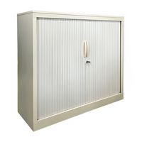 Armoire basse reconditionnée à rideaux - Blanc écru