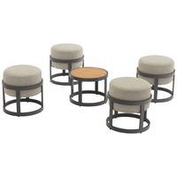 Ensemble détente Totem 4 tabourets 1 table basse teck/alu Pro Loisirs