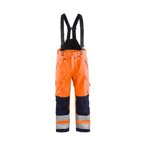 Pantalon à bretelles hardshell orange fluo marine - Blåkläder