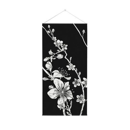 Tapisserie Murale Fleurs De Cerisier Japonais Abstraites Noires