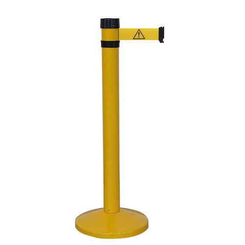 Poteau intérieur jaune à sangle 4m jaune logo danger - Viso Poteau intérieur jaune à sangle 4m jaune logo danger - Viso