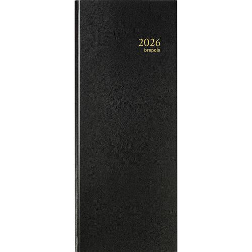 Agenda Saturnus noir 1 jour/2 pages - Grand format - Année 2026