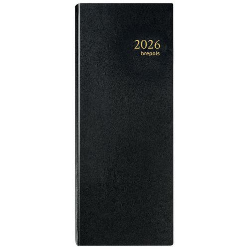 Agenda Saturnus noir 1 jour/2 pages - Grand format - Année 2026