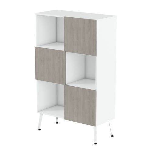 Rangement haut Teni pied métal lg.100 cm ht. 160 cm 3 portes à damier