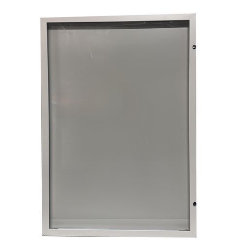 Vitrine d'exterieur porte battante - Fond aluminium -cadre blanc - AME