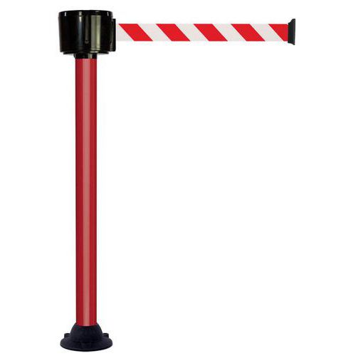 Poteau à sangle 12m - Sangle rouge et blanche - Socle fixe - Novap
