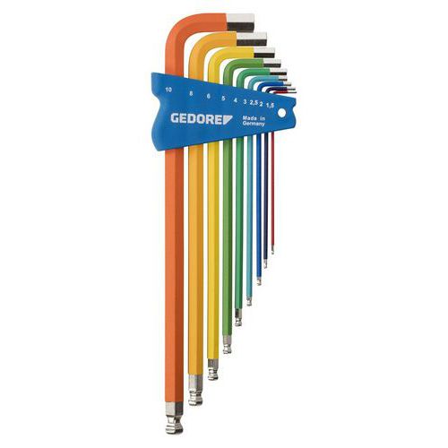 Jeu 9 clés mâles code couleur vis 6 pans H42CKEL-09 - Gedore