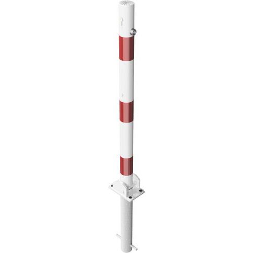 Poteau rabattable à bétonner serrure 1 anneau - Blanc/Rouge - Schake