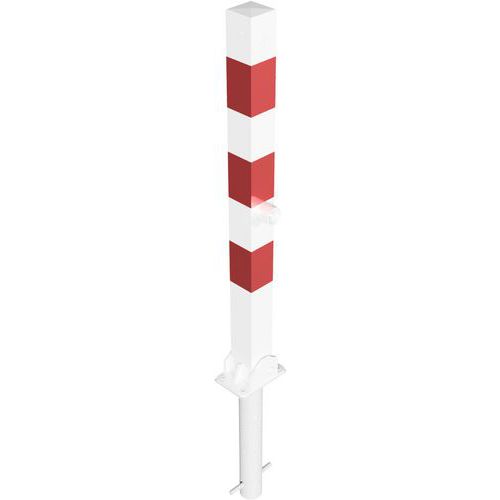 Poteau rabattable à bétonner réfléchissant serrure cylindre - Schake Poteau rabattable à bétonner réfléchissant serrure cylindre - Schake