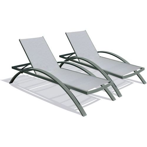 Bain de soleil en aluminium et toile plastifiée - Lot de 2 - DCB Garden