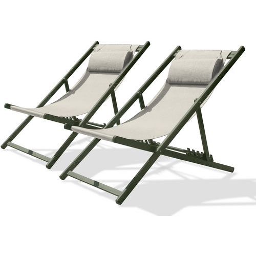 Chilienne de jardin en aluminium et toile plastifiée - Lot de 2 - City Garden