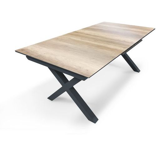 Table de jardin en aluminium et plateau HPL imitation bois - DCB Garden