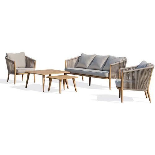 Salon bas de jardin en aluminium et corde tissée - DCB Garden