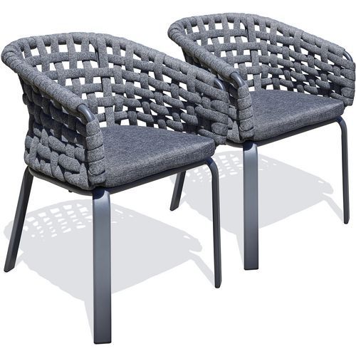 Fauteuil de jardin en corde tissée et aluminium - Lot de 2 - Paris Garden
