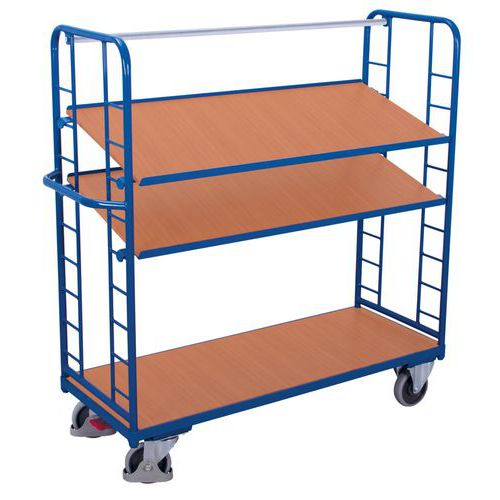 Chariot haut ergonomique 3 plateaux bois - Capacité 500 Kg