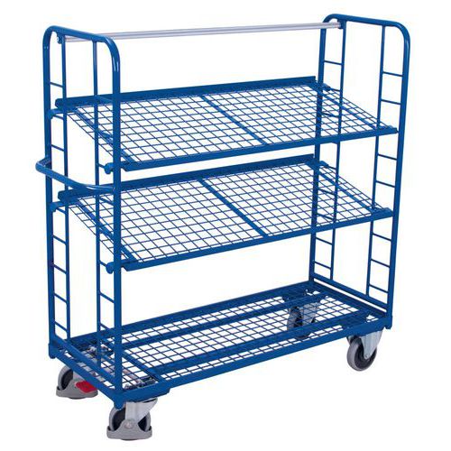 Chariot avec 3 étagères grillagées