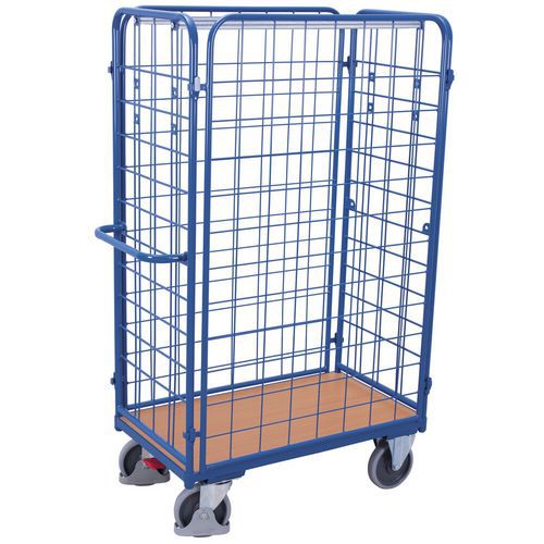 Chariot grillagé haut pour colis avec 4 parois