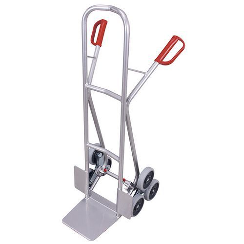Diable escaliers aluminium avec 2 roues en étoiles à 3 roulettes