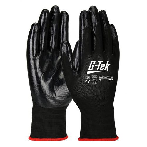 Gants tricotés polyester enduction nitrile - Noir - G-TEK