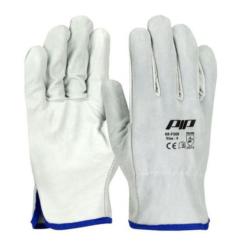 Gants en cuir fleur de vachette dos en croûte - Blanc - G-TEK