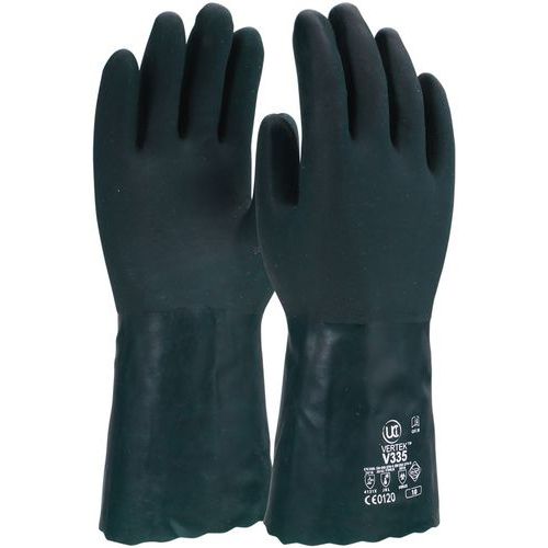 Gants de protections chimiques PVC finition granuleuse - Noir - PIP