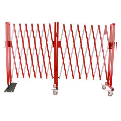 Barrière extensible acier rouge/blanc avec un pied fixe - Viso