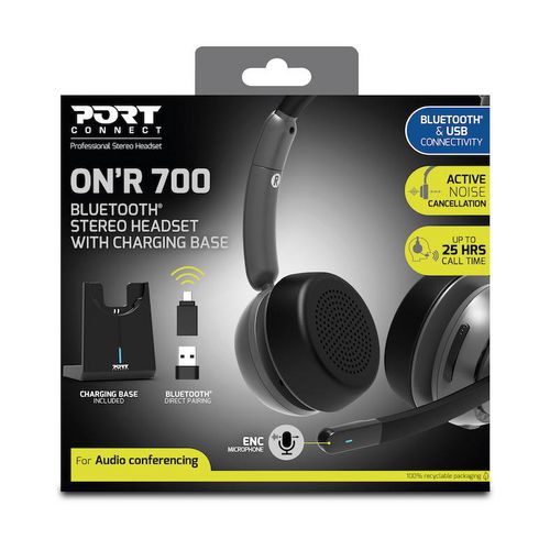 Casque binaural Bluetooth Pro avec Support de charge - Port Connect