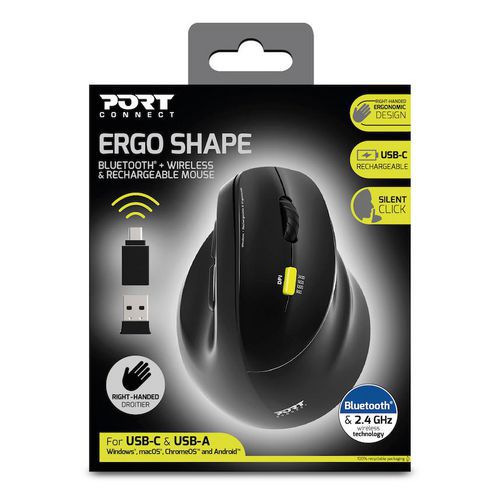 Souris Ergonomique Bluetooth Rechargeable pour droitier - Port Connect