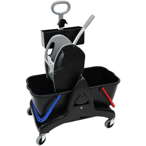 Chariot de lavage 2 seaux 15 L avec presse + bac produit - Manutan Expert