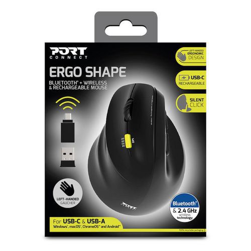 Souris Ergonomique Bluetooth rechargeable pour gaucher - Port Connect